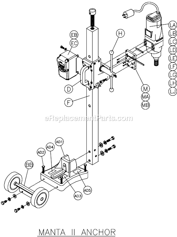 Page B Diagram and Parts List for MANTAII  MK Diamond Electric Drill